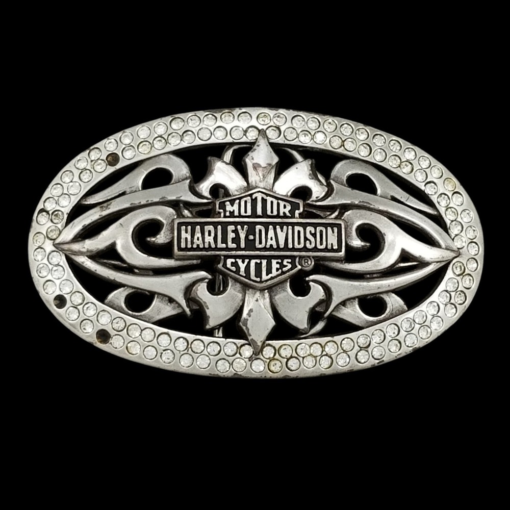 Harley-Davidson Belt Buckle 2008 Rhinestone Tribal‎ Oval Silver Tone Women